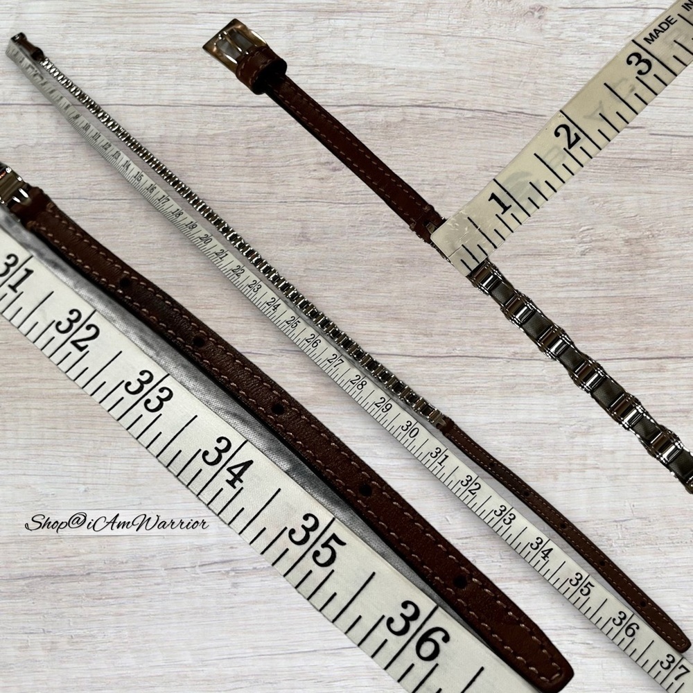 Authentic Burberry malt brown leather silver tone bicycle chain belt *iamwarrior - Picture 9 of 12